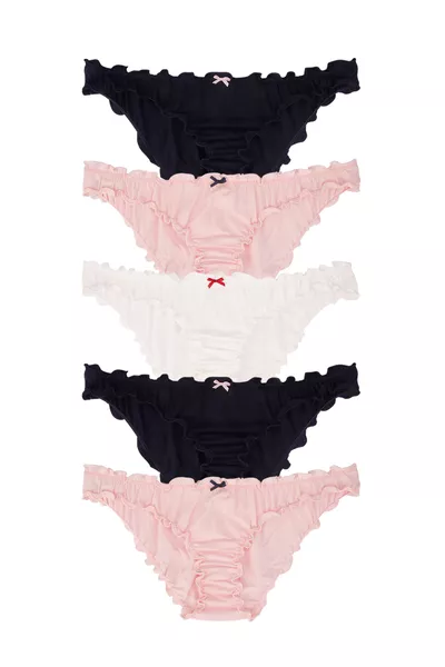 Lot de 5 culottes en coton bleu marine femme