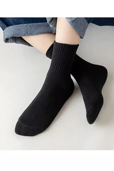 جوارب سوداء عادية لكل من الرجال والنساء 5 أزواج جوارب قصيرة