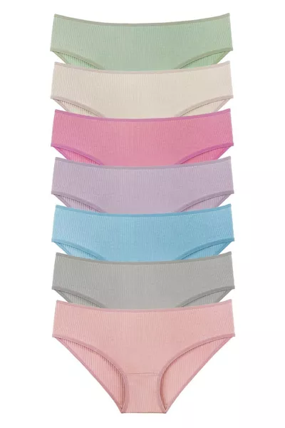 Women's Ribbed 7-Piece Panty Set Mixed Colors  MODEL-5
