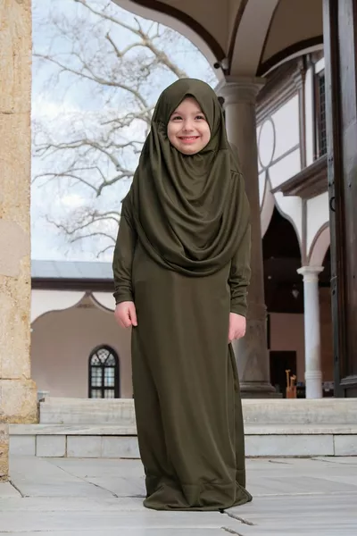 Robe de prière pour enfant vert kaki