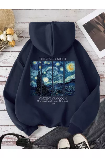 Unisex Men/Women VAN GOGH Colorful Custom Printed Cotton Oversized Hoodie Sweatshirt