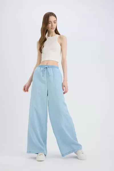 High Waist Straight Leg Washed Pants SM