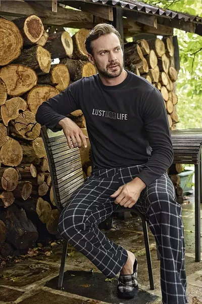 Pigiama da uomo in pile  Nero