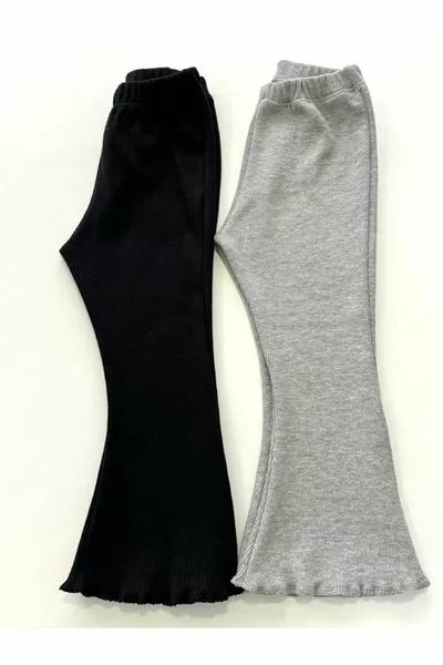 بنطلون رياضي ضيق للأطفال حديثي الولادة للبنات مصنوع من قماش التريكو الكشكير مع حواف واسعة على الطراز الإسباني، قطعة واحدة لبنطلون