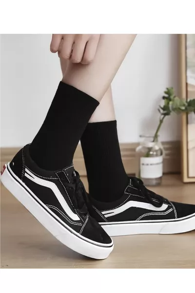 Chaussettes de tennis noires unisexes en coton, 6 paires, taille courte