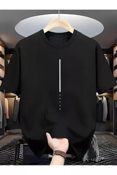 قميص بكم قصير للجنسين من القطن بطبعة كبير الحجم برقبة دائرية من qubo