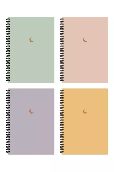 Notebook Set .5 cm 4-Piece Spiral Notebook Blank Notebook Moon Series