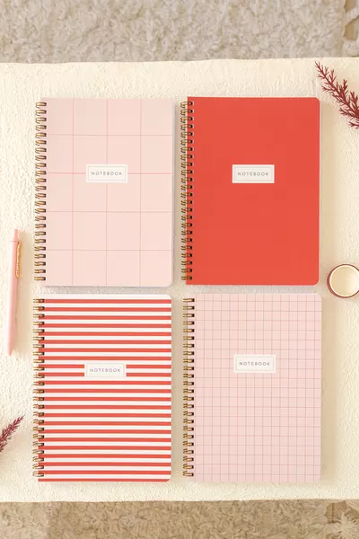 دفتر مدرسي  حلزوني  صفحة مجموعة 4 قطع - مربعات PSERI