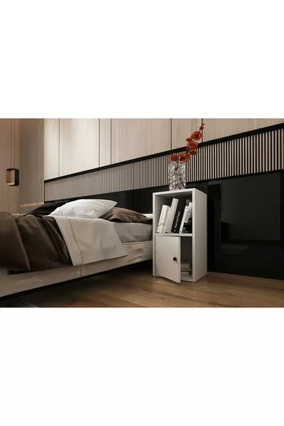 Нощно шкафче с рафтове и капак  см -ч