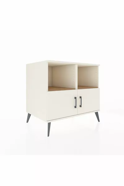 Commode Kronos 2 étagères 2 portes Pierre de lune/Pierre de lune/Pin