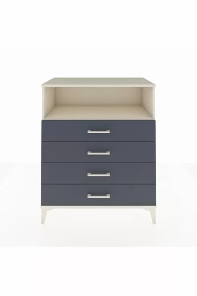 Commode Hyperion à une étagère et 4 tiroirs Aigue-marine-Anthracite