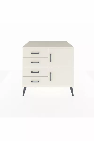 Kronos Kommode mit einem Regal, 4 Schubladen und 2 Türen, Mondstein-Mondstein