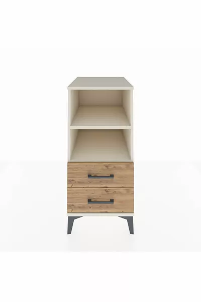 خزانة جانبية كرونوس بدرجين ورفين بلون العقيق والصنوبر