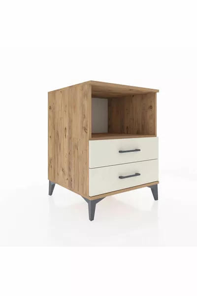 خزانة كرونوس بجرف واحد ودرجين من خشب الصنوبر وحجر الصوان