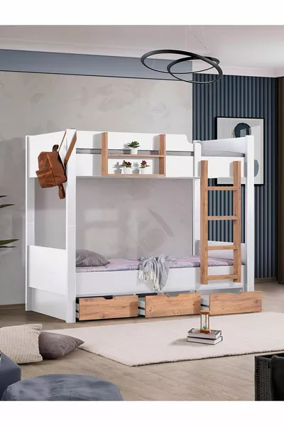 سرير بطابقين، سرير بطابقين قابل للفصل مع درجين ومرتبتان مريحتان