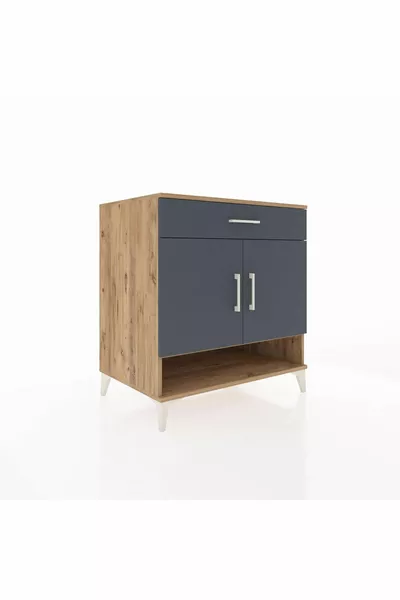 Кронос скрин с 2 рафта, 1 чекмедже и 2 врати, бор-анцтрит