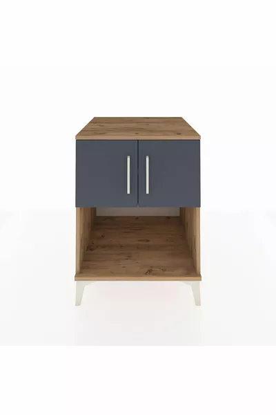 خزانة جانبية كرونوس بطابقين وغطائين من خشب الصنوبر والأنثراسيت