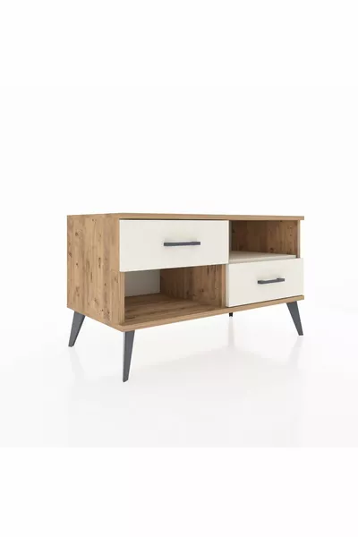 Comò Hyperion con un ripiano e 2 cassetti in pino-ardesia