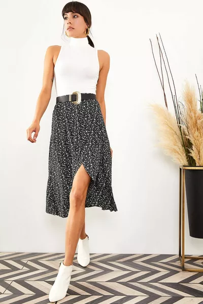 Kadın Siyah Anvelop Etek 