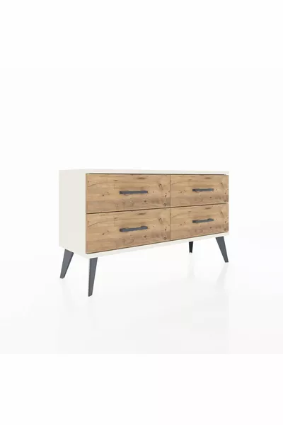 Arges Dresser 4-Shelf Moonstone-Moonstone/Pine