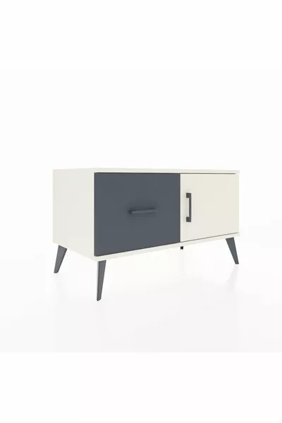 خزانة هايبيريون بدرج واحد ورف واحد وباب واحد، لون حجر القمر/أنتراسيت