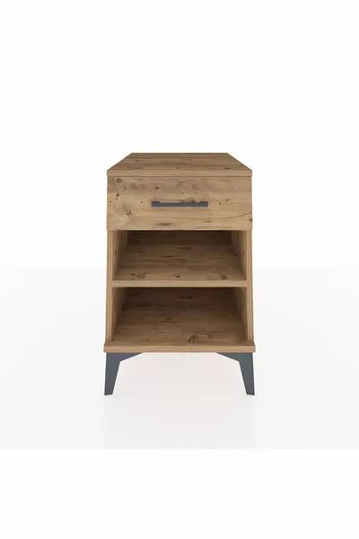 Kronos Nightstand Single Shelf Single Drawer Pine-Pine