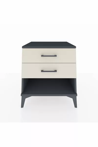 Kronos Nachtkastje met 2 lades Antraciet-Leisteen