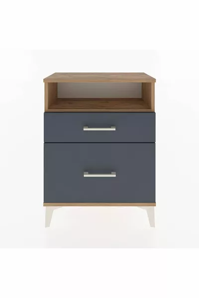 Arges Commode met één plank en 2 lades, dennenhout-antraciet