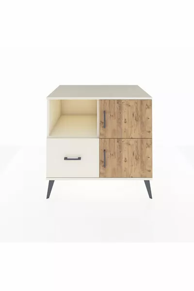 Kronos Dressoir met 2 planken, 1 lade en 2 deuren, Maansteen-den/Maansteen