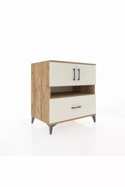 Кронос скрин с 3 рафта, 1 чекмедже и 2 врати, бор-дъб