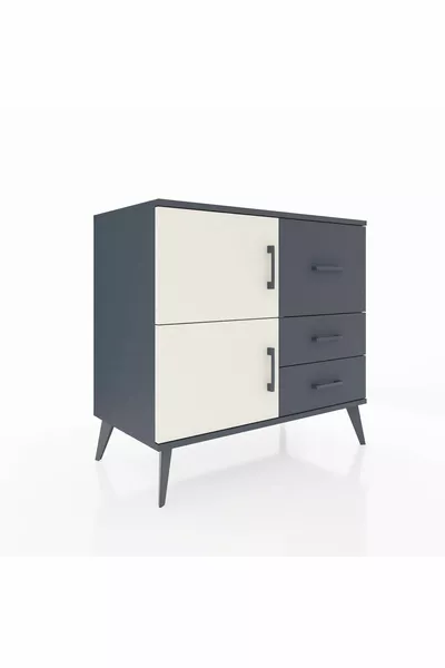 خزانة هايبرون برف واحد و3 أدراج و2 أبواب أنثراسيت-حجر رملي/أنثراسيت