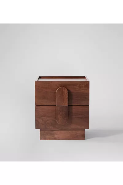 Rolo Massief Walnoot Twee Laden Nachtkastje, Bedtafel