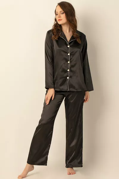 Long Sleeve Satin Pajama Set
