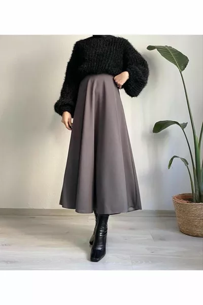 Scuba flared modest skirt