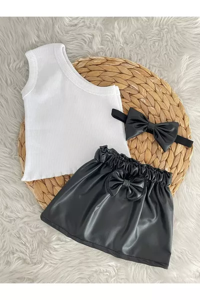 Mädchen Lederrock, Bandana und Crop-Set