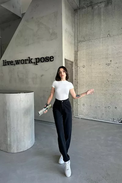 Женские базовые свободные черные джинсы baggy