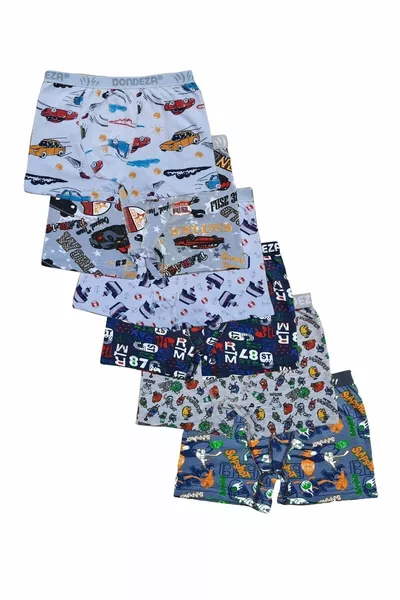 Passion 6 Pcs Boys Colorful Patterned Boxer Panties Kids Baccalaureate