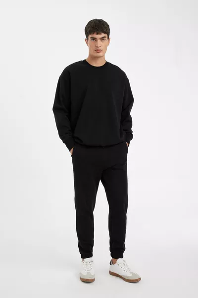 بنطلون رياضي للجري قياس عادي، تصميم بسيط، خصر بسحاب ورباط، أرجل مطاطية، مع جيوب AU