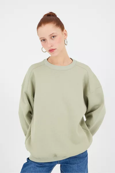 Rundhals-Fleece-Basic-Sweatshirt 