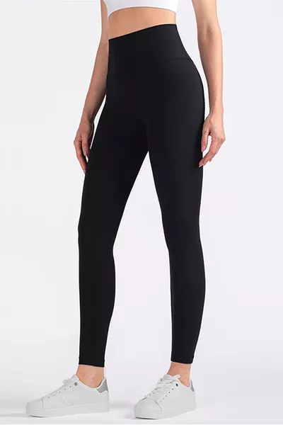 بنطال ضيق نسائي تأثير شد الجسم أسود خصر عالي للنساء يومي ورياضي