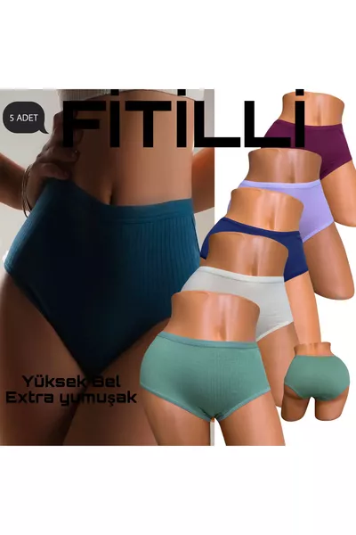 Mutandine a vita alta a costine extra morbide e elastiche, confezione da 5