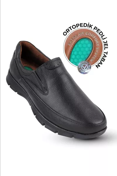 حذاء رجالي جلد شتوي مع تدليك كعب تقويم العظام