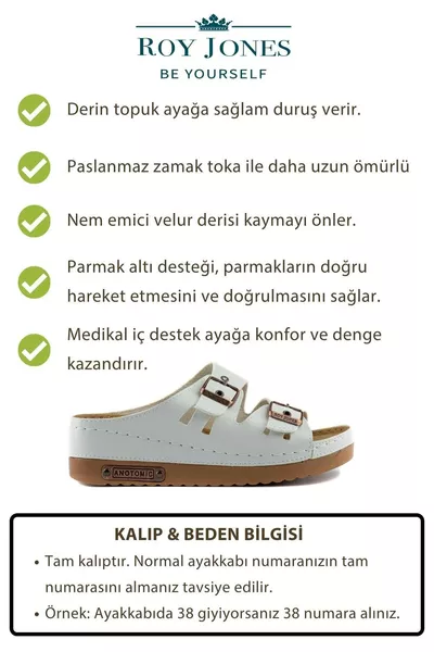 صندل نسائي مريح بتصميم تشريحي تقويم العظام مع حزامين وإبزيم للاستخدام الخارجي والداخلي