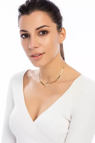 Italian Flat Chain Gilded Yellow  Cm gilded