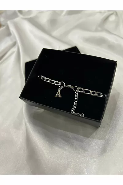 Braccialetto in acciaio inossidabile scuro con lettere per donna/uomo Unisex Braccialetto per coppie