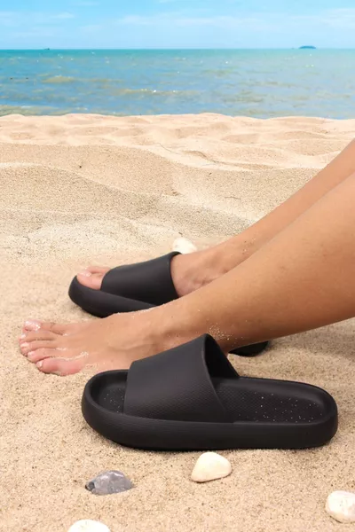 Zwarte Dames Strand Zwembad Zee Dagelijkse Slippers