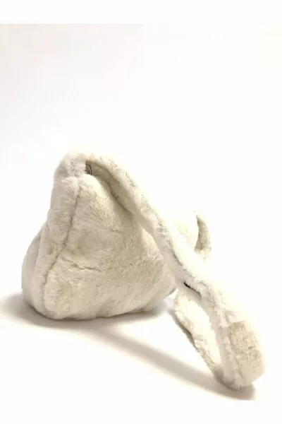 Borsa a tracolla donna bianca in peluche Puufi