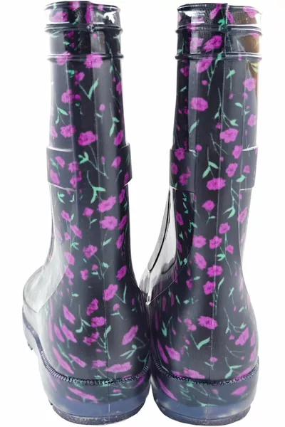 حذاء نسائي ضد الماء بطبعة زهور بنفسجية للمطر والحديقة