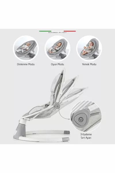 أموري 2 مهد كهربائي أوتوماتيكي مع اهتزاز وتدرج اللون الرمادي