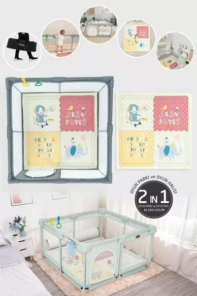 بارما منطقة لعب الأطفال وحصيرة اللعب  سم رمادي غامق